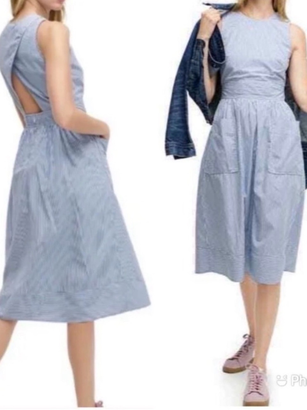 J. Crew Blue and White Striped Midi Dress nwt size 6